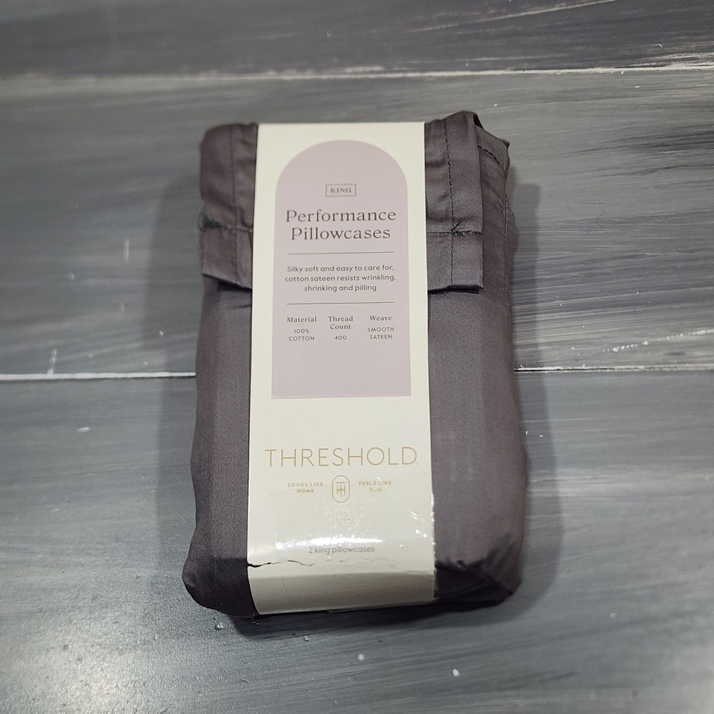 Threshold Performance King Pillowcases 2pc Graphite Gray 400 Thread Count Cotton